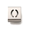 Letter Style 304 Stainless Steel Square Slide Charms, Letter O, 9x8x4mm, Hole: 3.5x8.5mm