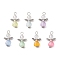 Transparent Acrylic Pendants, with Alloy Wing, Angel, Mixed Color, 23x14x6mm, Hole: 3mm