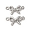 Brass Pave Clear Cubic Zirconia Connector Charms, Bowknot Links, Platinum, 8.5x18x2mm, Hole: 1.4mm