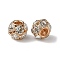 Brass Crystal Rhinestone Beads, Rondelle Large Hole Beads, Light Gold, 14x11.5mm, Hole: 5mm
