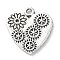 Tibetan Style Alloy Pendant Rhinestone Settings, Heart with Flower, Antique Silver, Fit for 1.2mm Rhinestone, 20x18.5x2.5mm, Hole: 1.6mm, about 207pcs/500g