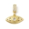 Brass Micro Pave Cubic Zirconia Pendants, Eye Charms, Real 18K Gold Plated, 26x25x4mm, Hole: 8x5mm