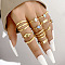 12Pcs Alloy Finger Rings, Golden, Inner Diameter: 16~19mm