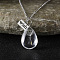Clear Glass with Dandelion Inside Pendant Necklaces, Rectangle Wish Zinc Alloy Jewelry for Women, Platinum, Teardrop, 17.72~18.70 inch(45~47.5cm)