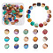 Resin & Walnut Wood Stud Earring Findings, with 304 Stainless Steel Pin, Imitation Gemstone, Flat Round, Mixed Color, 14mm, Hole: 1.8mm, Pin: 0.7mm, 15 colors, 1pair/color, 15pairs, Ear Nuts: 30pcs