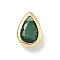 Teardrop Brass Micro Pave Cubic Zirconia Cabochons, Rack Plating, Long-Lasting Plated, Lead Free & Cadmium Free, Real 18K Gold Plated, Green, 7.5x5x3mm