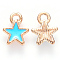 Alloy Enamel Charms, Star, Light Gold, Sky Blue, 9x7x1mm, Hole: 1.2mm