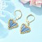 304 Stainless Steel Leverback Earrings for Women, with Heart Glass Woven Pendants, Golden, Cornflower Blue, 34x15mm