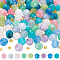 90Pcs 9 Colors Natural Dolomite Beads, with Seed Beads, Faceted, Dyed, Round, Mixed Color, 8mm, Hole: 1.2mm, 10pcs/color