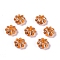 Acrylic Beads, Silver Metal Enlaced, Flower, Orange, 6.5x6.5x3.5mm, Hole: 1.6mm, about 6250pcs/500g