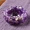 Resin Incense Burners, Lotus Incense Holders, with Natural Amethyst Chips inside, Home Office Teahouse Zen Buddhist Supplies, 78x78x38mm, Inner Diameter: 53mm