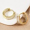Brass Micro Pave Cubic Zirconia Hoop Earrings, Long-Lasting Plated, Cadmium Free & Lead Free, Real 18K Gold Plated, 14x4x16mm