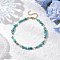 Dyed Natural Howlite Chip & Glass Beaded Anklets, with 304 Stainless Steel Chain Extenders, Golden, 9-1/8~9-1/4 inch(233~236mm)