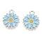 Alloy Enamel Pendants, Daisy, Mixed Color, Light Sky Blue, 16x13x2mm, Hole: 2mm