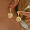 Stainless Steel Flower Dangle Earrings, Golden, 43x23mm