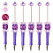 Flower Plastic Ballpoint Pen, Stainless Steel Beadable Pen, For DIY Personalized Pen, Blue Violet, 146x20mm