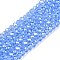 Electroplate Glass Beads Strands, Pearl Luster Plated, Faceted, Rondelle, Royal Blue, 2.9~3.3x2mm, Hole: 0.8mm, about 135~140pcs/strand, 32~34cm