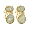 304 Stainless Steel Resin Pendants, Cat Shape Charms, Ion Plating(IP), Real 18K Gold Plated, Dark Sea Green, 35.5x20x6mm, Hole: 1.2mm