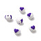 Handmade Polymer Clay Beads, Round with Heart Pattern, Indigo, 8mm, Hole: 1.5mm