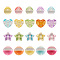 200Pcs 4 Style 1-Hole Transparent Acrylic Buttons, Round & Star & Heart, Mixed Color, 13~15.5x13~15.5x10~11.5mm, hole: 2.5~3mm, 50pcs/style