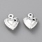 Brass Charms, Long-Lasting Plated, Heart, 925 Sterling Silver Plated, 12x8.5x3.5mm, Hole: 1mm