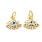 Brass Micro Pave Cubic Zirconia Charms, Eye Charms, with Jump Ring, Real 18K Gold Plated, 9.5x10x3mm, Hole: 3mm