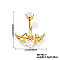 Heart with Wing Brass Rhinestone Belly Rings Curved Barbell, Golden, 25x21mm
