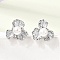 Brass Enamel Stud Earrings, Flower, with ABS Plastic Pearl, Cadmium Free & Lead Free, Rack Plating, Long-Lasting Plated, Platinum, 14.5x16mm