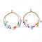 Mixed Rice Bead Vintage Imitation Pearl Earrings for Sophisticated Style, Colorful, 28x30mm