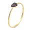 Rack Plating Brass Micro Pave Cubic Zirconia Heart Hinged Bangles for Women, Real 18K Gold Plated, Cadmium Free & Lead Free, Long-Lasting Plated, Dark Violet, Inner Diameter: 2-3/8 inch(6.05cm)