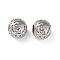 304 Stainless Steel Rhinestone European Beads, Round Large Hole Beads, Real 18K Gold Plated, Round with Letter, Letter W, 11x10mm, Hole: 4mm