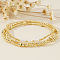 3Pcs Brass Round Beads Stretch Bracelets for Women, Round, with Imitation Pearl, Golden