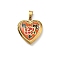 304 Stainless Steel Locket Pendants, Ion Plating(IP), Heart with Pattern Charms, Coral, 25x22.5x5.5mm, Hole: 8x4mm, Inner Diameter: 16.5x16.5mm