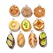 Imitation Food Opaque Resin Pendants, Bread Charms with Platinum Tone Iron Loops, Mixed Shapes, Mixed Color, 25~33x15~22x8~15mm, Hole: 2mm