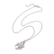 Crystal Stone Cage Pendant Necklaces, with Brass Slider, 304 Stainless Steel Cable Chain Necklaces , Stainless Steel Color, 19.57 inch(49.7cm)