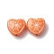 Opaque Acrylic Beads, Heart with Fruit, Orange, 17x18x8.5mm, Hole: 1.6mm