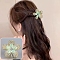 Flower Alloy Rhinestone Claw Hair Clips, Enamel Style, Hair Accessories for Women & Girls, Honeydew, 30mm