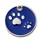 304 Stainless Steel Pendants, with Enamel, Flat Roun with Paw Print Charm, Dark Blue, 15x1.5mm, Hole: 1.6mm