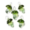Handmade Lampwork Pendants, Bumpy, Mushroom, Green, 24.5~29.5x15~18.5mm, Hole: 2~5mm