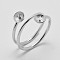 Anti-Tarnish Rhodium Plated 925 Sterling Silver Finger Design Ring Mounts Fittings with Pearl Seat, For Half Drilled Beads, Platinum, Tray: 5.5mm, 16.5mm, Pin: 0.7mm
