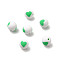 Handmade Polymer Clay Beads, Round with Heart Pattern, Green, 8mm, Hole: 1.5mm
