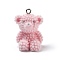 Flocky Opaque Resin Pendants, with Platinum Iron Loops,  Bear Charm, Pink, 34x25x22mm, Hole: 2.5mm