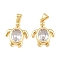 Brass Glass Pendants, Turtle Charms, Long-Lasting Plated, Rack Plating, Lead Free & Cadmium Free, Real 18K Gold Plated, Fcaeted, Clear, 21x16.5x5mm, Hole: 5x3mm