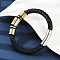 Braided Microfiber Leather Cord Bracelets, 304 Stainless Steel Column with Cross Bracelets for Women Men, with Bayonet Clasps, Golden & Stainless Steel Color, 8-5/8x1/4 inch(21.8x0.8~1.25cm)