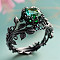 Zinc Alloy & Rhinestone Finger Rings, Leaf, Gunmetal, US Size 9(18.9mm)