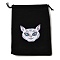 Rectangle Printed Velvet Cloth Packing Pouches, Tarot Pattern Drawstring Bags, Black, Cat Shape, 18.5x13.5x0.45cm