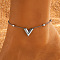 304 Stainless Steel Link Chain Anklet for Women, Stainless Steel Color, Letter V, 8-1/4 inch(21cm), 50mm