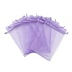オーガンジーバッグ巾着袋  リボン付き  紫色のメディア  15x10cm X-OP-R016-10x15cm-06-3