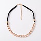 Golden Tone Aluminum Enamel Twisted Chain Necklaces NJEW-J023-16-1