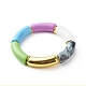 Bracelet extensible en grosses perles tubulaires incurvées BJEW-JB06683-01-1